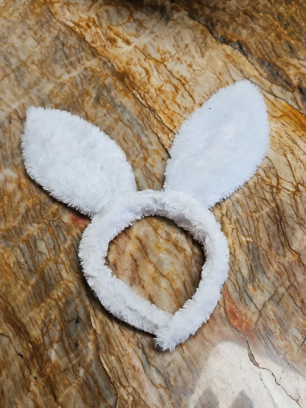 White Bunny Ear Headband with Shiny Teal Inner Ears